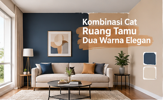 kombinasi cat ruang tamu dua warna elegan