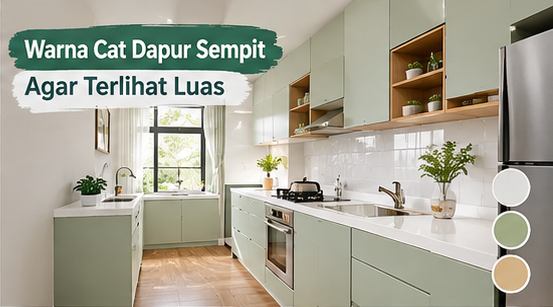 warna cat dapur sempit agar terlihat luas
